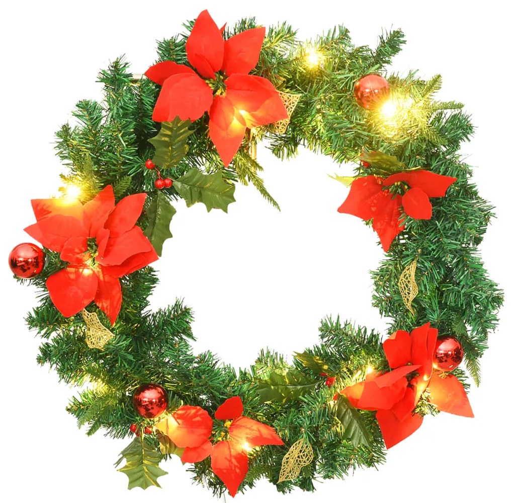 Grinalda de Natal com luzes LED 60 cm PVC verde
