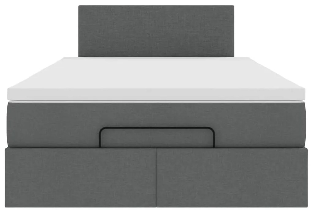 Cama otomana com colchão 120x200 cm tecido cinzento escuro