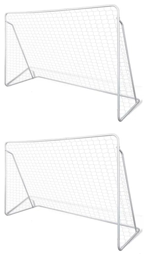 Balizas de futebol com redes 2 pcs aço 240x90x150 cm