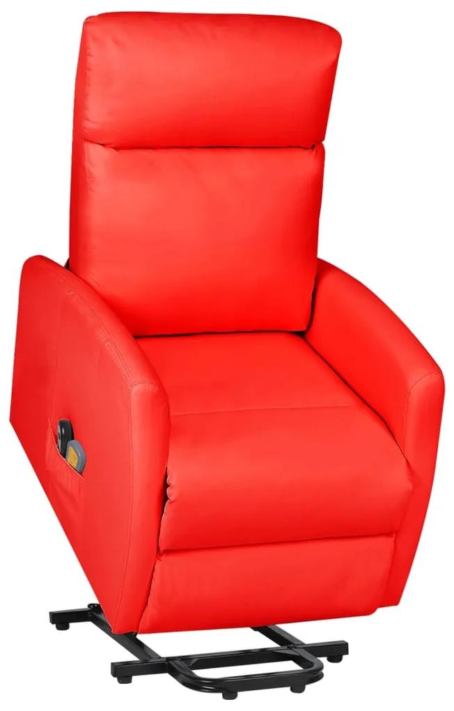 329637 vidaXL Poltrona massagens reclinável elevatória couro artif. vermelho