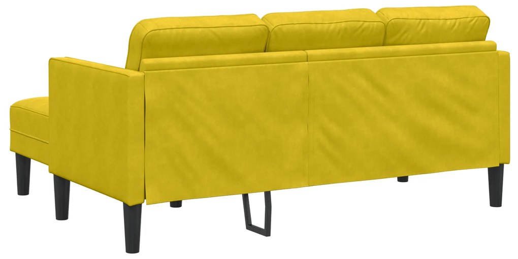 Sofá de Jardim vidaXL com Banco e Almofadas em Veludo Amarelo em L