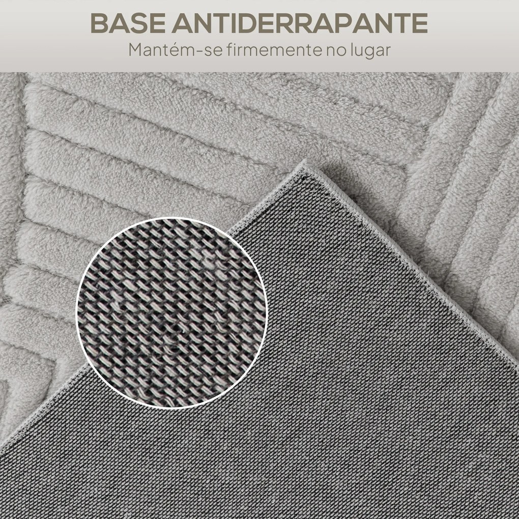 Tapete Sala de Estar 160x230 cm Tapete Pelo Curto Estilo Moderno Base Antiderrapante Tecida à Máquina Cinzento