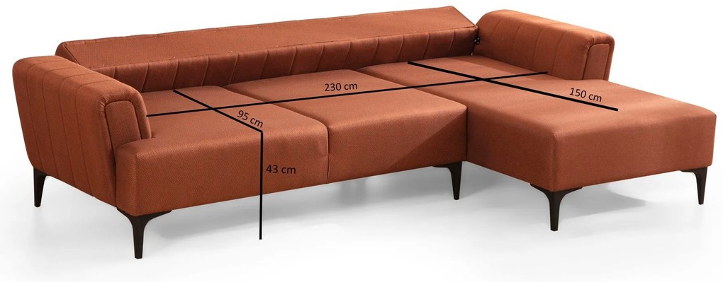 ****  
Sofá-Cama de Canto Hamlet – Vermelho Telha – 270x140 cm

**