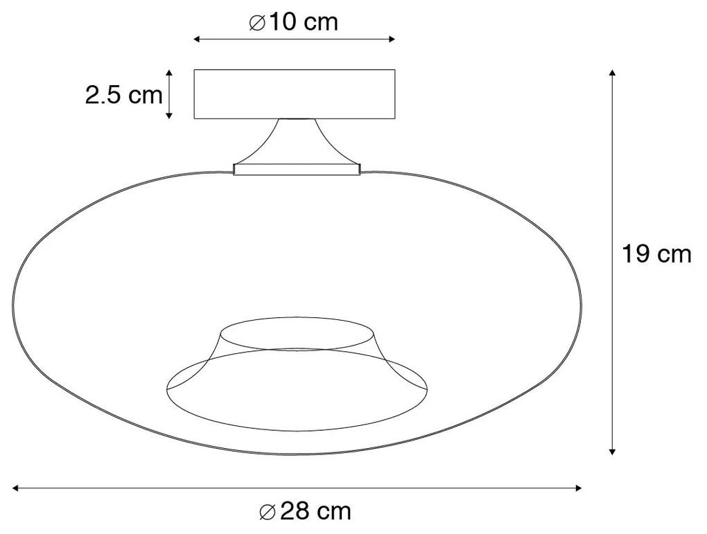 LED Candeeiro de teto inteligente preto com vidro fumê incl. Wifi P45 - Busa Art Deco