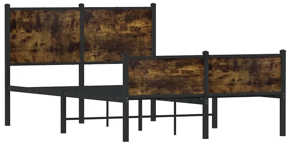 Estrutura de cama sem colchão 120x190 cm metal carvalho fumado