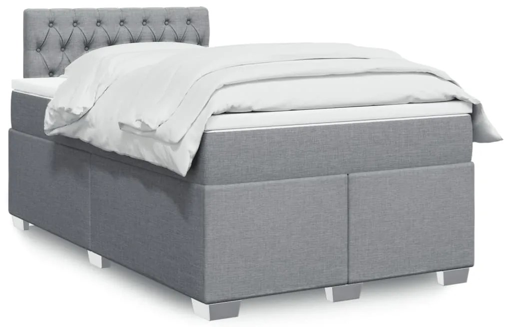 vidaXL Cama com molas/colchão 120x200 cm tecido cinza-claro