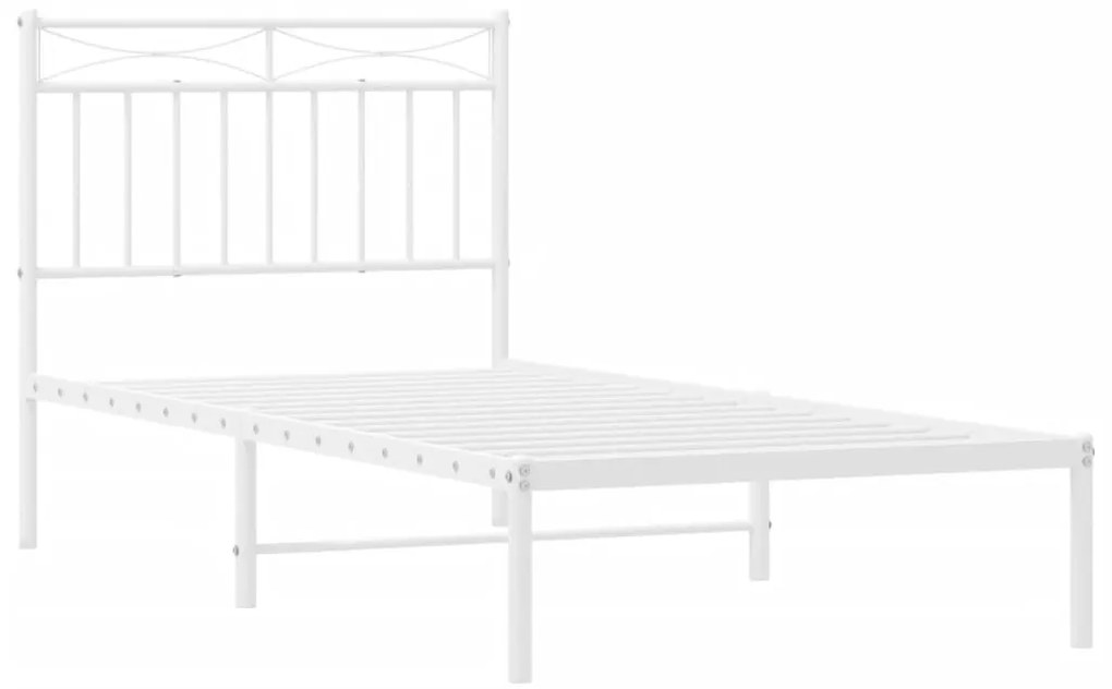 Estrutura de cama com cabeceira 90x200 cm metal branco