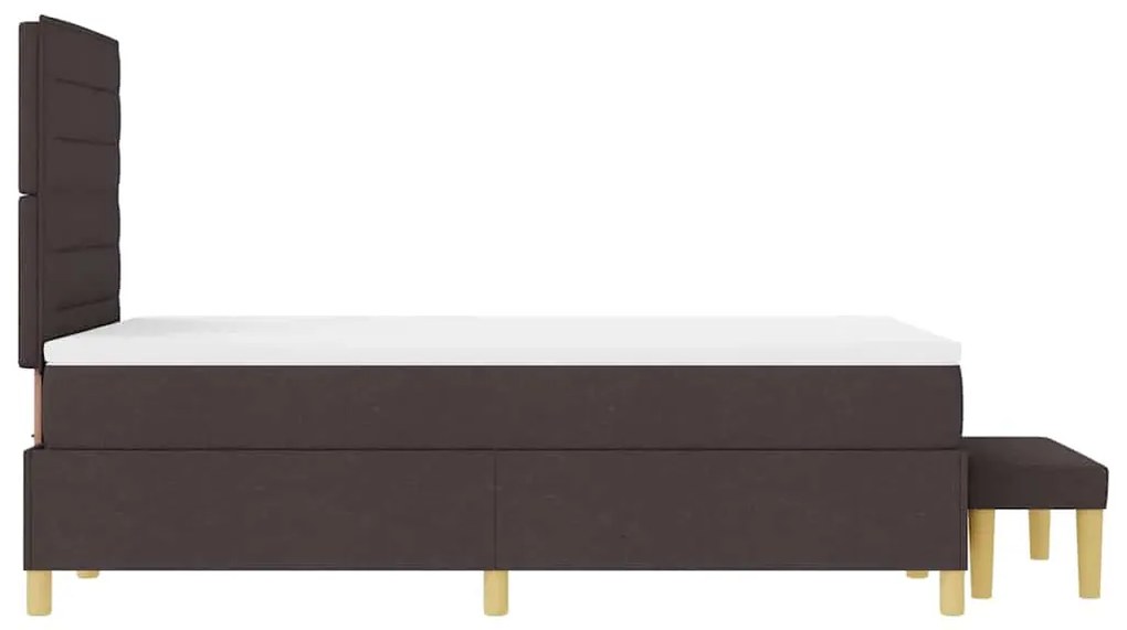 Cama Box com Colchão e Banco Marrom Escuro 120x190 cm Tecido
