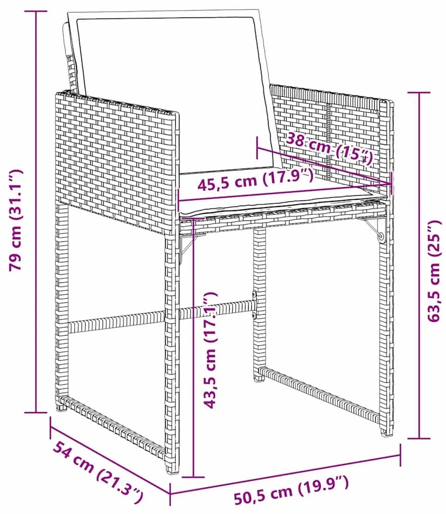 Conjunto de Jantar de Jardim 5 Peças com Almofadas de Rattan Sintético