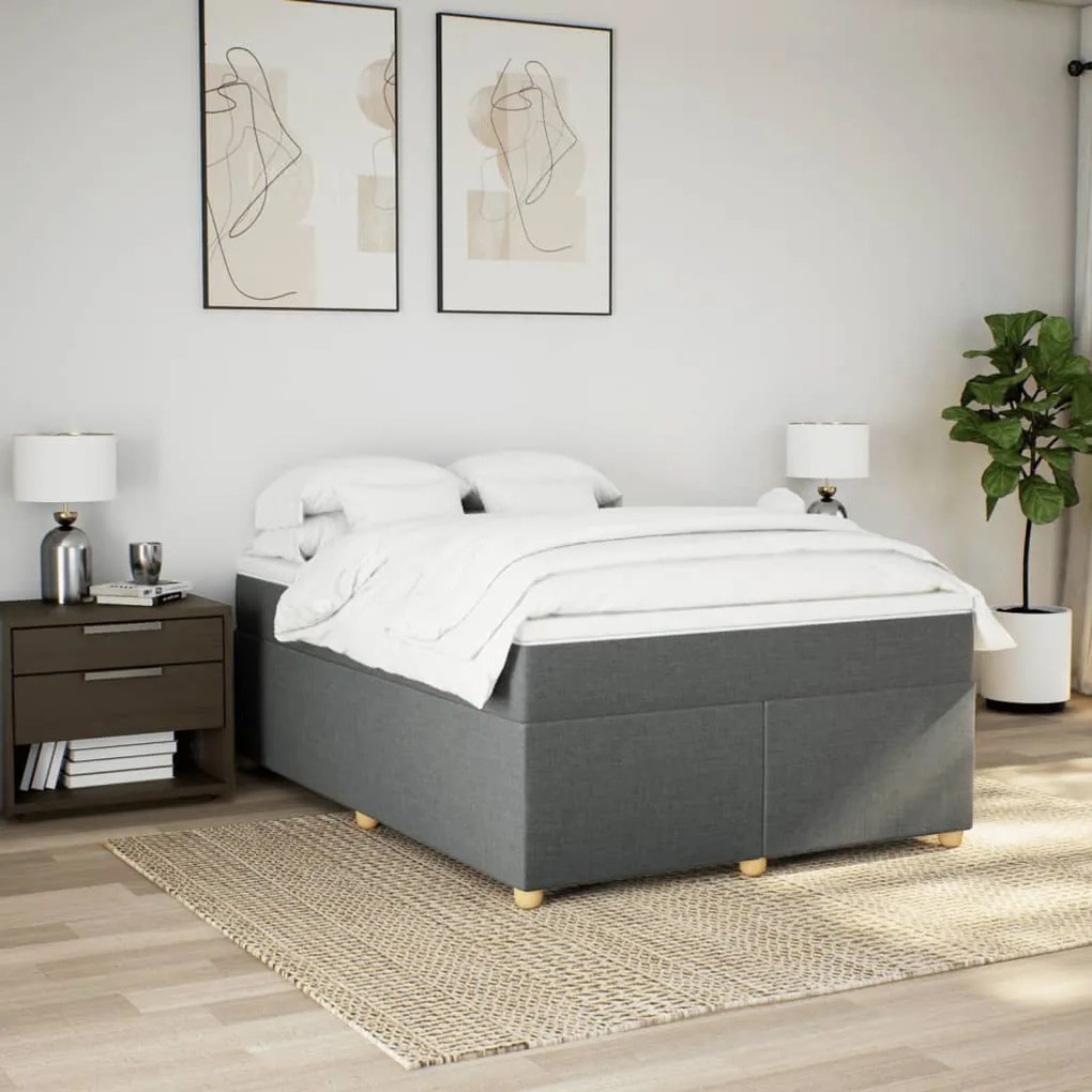 Cama com molas/colchão 140x200 cm tecido cinzento-escuro