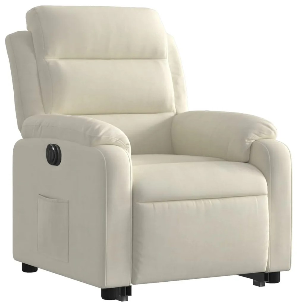 Poltrona reclinável elevatória elétrica veludo creme