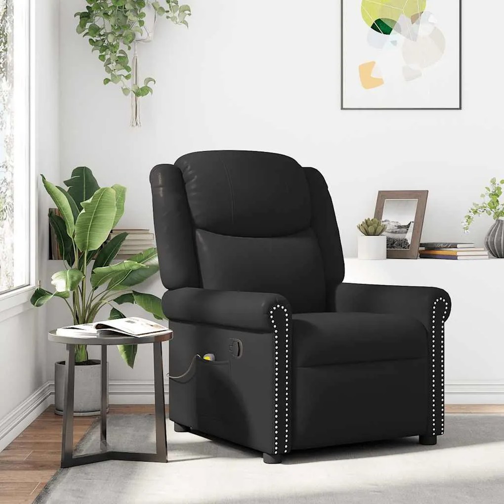 Poltrona massagens couro artificial preto brilhante
