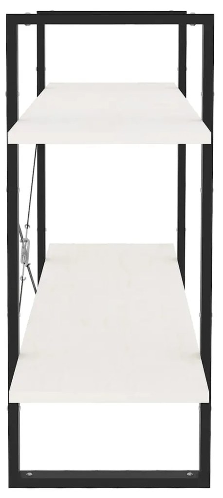 Estante com 2 prateleiras 100x30x70 cm pinho maciço branco