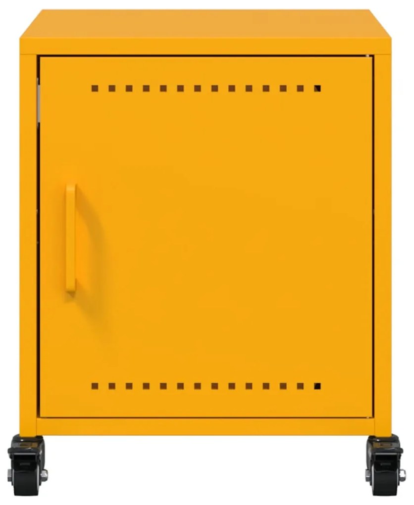 Mesas de cabeceira 2 pcs 36x39x43,5 cm aço amarelo mostarda