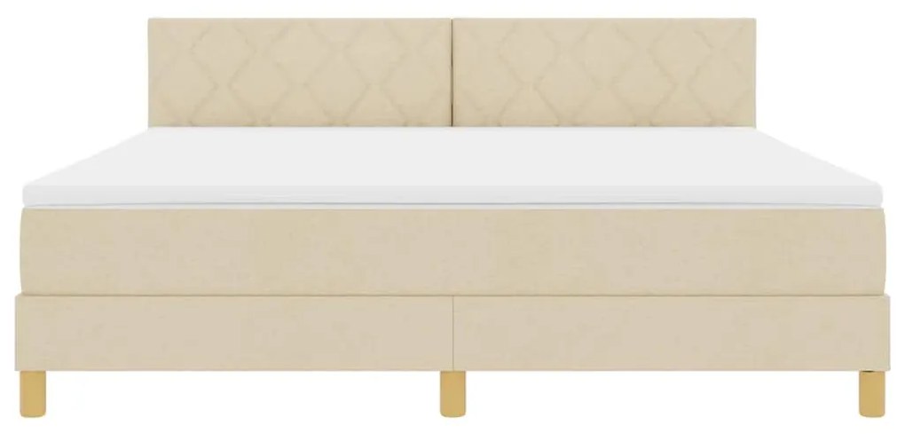 Cama Box Spring com Colchão Creme 180x200 cm Tecido