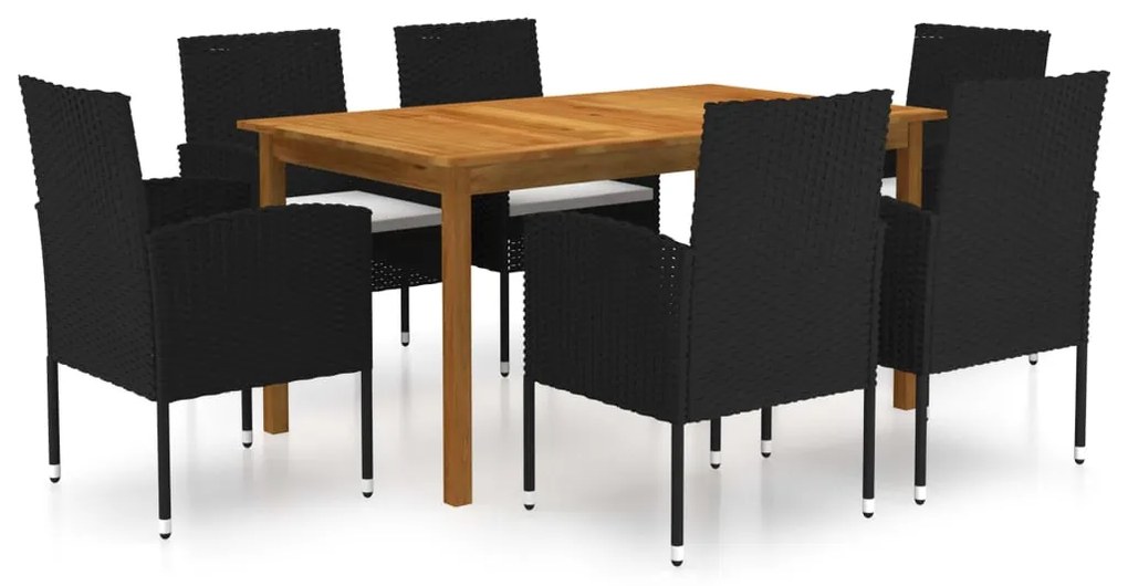 vidaXL 7 pcs conjunto de jantar para jardim preto