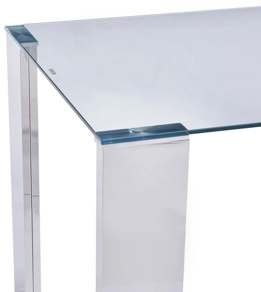 Mesa Jantar BETSY, aço inoxidável, vidro temperado, 160x90 cms