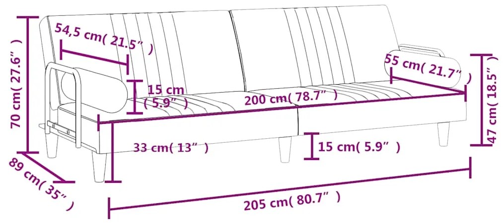 Sofá-cama com apoio de braços veludo cinzento-claro