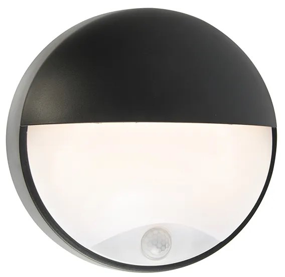 Candeeiro de parede exterior preto com LED e sensor de movimento IP54 - Hortus Moderno