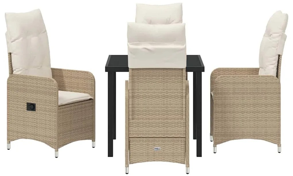 Conjunto de Jantar de Jardim 5 Peças com Almofadas em Rattan Sintético
