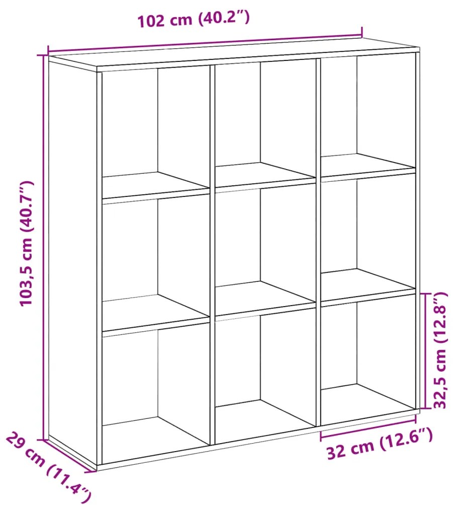 Estante divisória 102x29x103,5 cm deriv. madeira cinza cimento