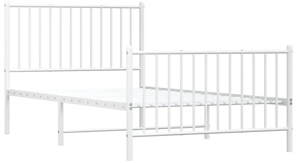 Estrutura de cama com cabeceira e pés 100x190 cm metal branco