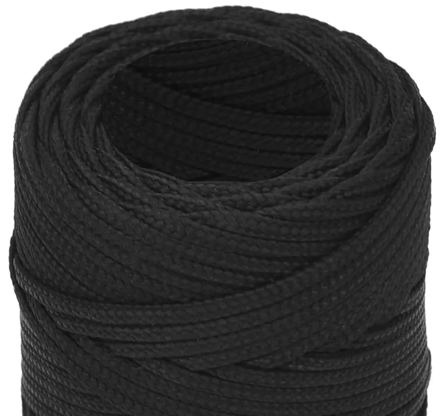 Corda de barco 2 mm 500 m polipropileno preto completo