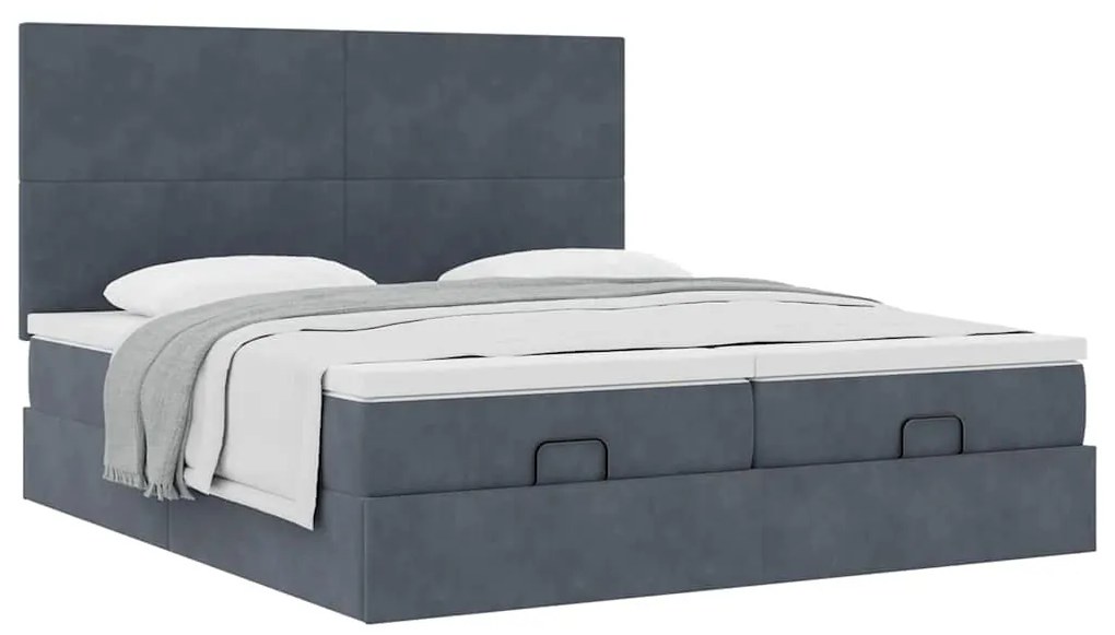 Estrutura cama otomana colchões 180x200 cm cinzento escuro