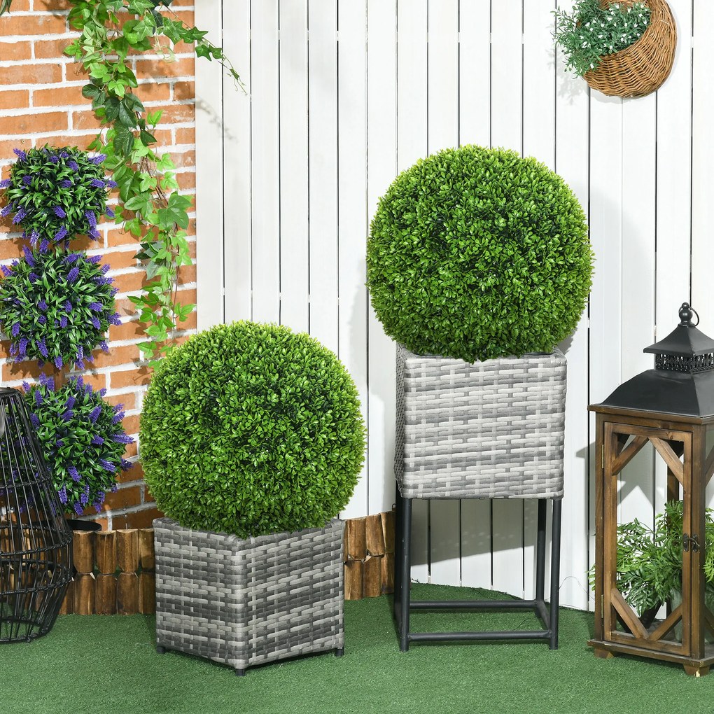 Conjunto de 2 bolas artificiais com 40 cm (VASOS NÃO INCLUIDOS), para decoração de interiores ou exteriores, verde