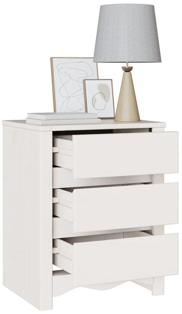 Criado-mudo vidaXL "DRAMMEN" Branco 45x35x56 cm Madeira Sólida de Pinh