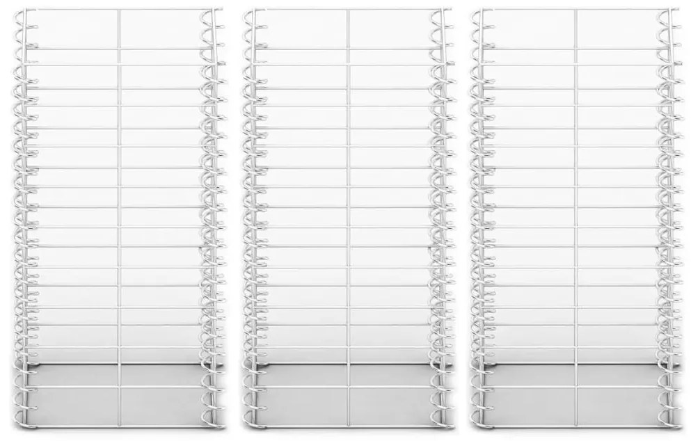 Conjunto de gabiões 3 pcs arame galvanizado 25 x 25 x 50 cm