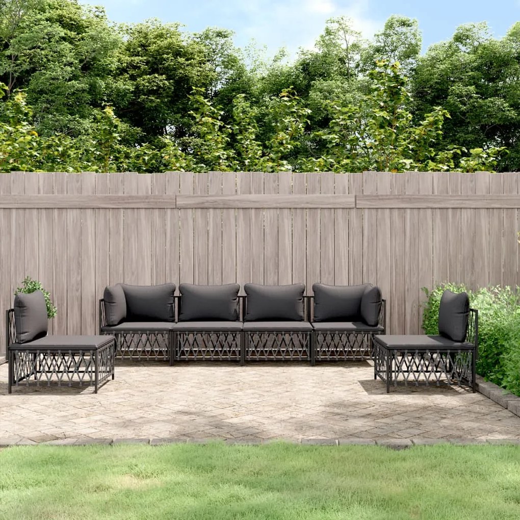 vidaXL 6 pcs conjunto lounge de jardim com almofadões aço antracite