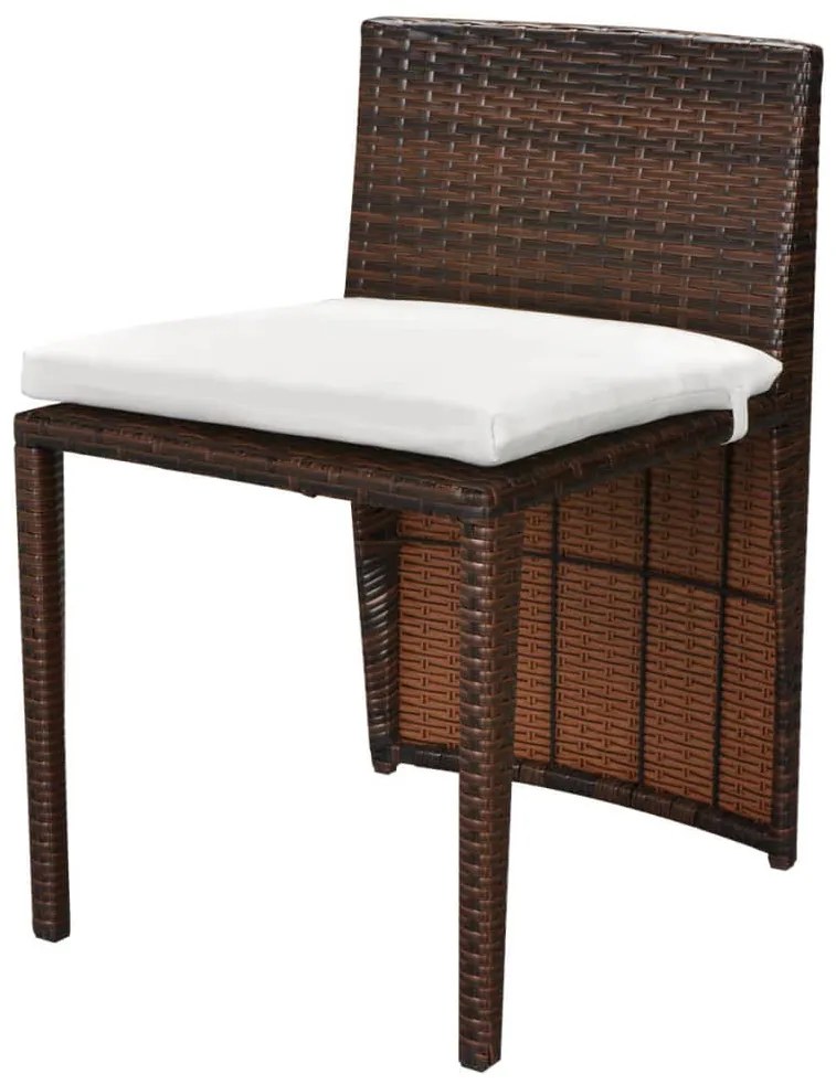 3 pcs conjunto bistrô com almofadas vime PE castanho