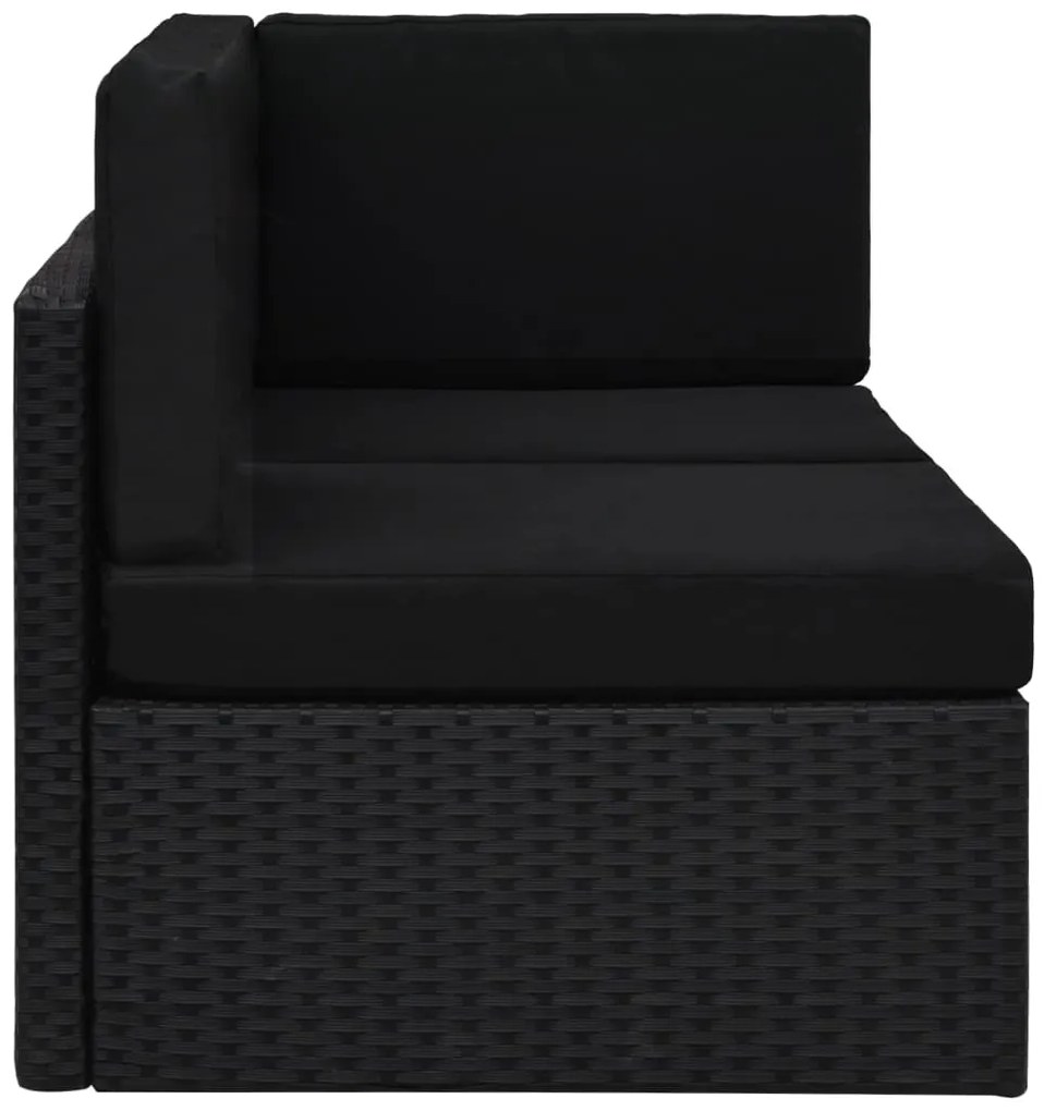 11 pcs conjunto lounge de jardim c/ almofadões vime PE preto