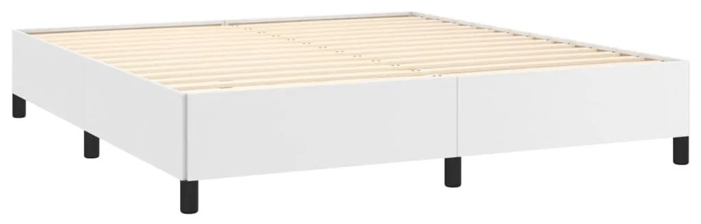 Estrutura de cama 160x200 cm couro artificial branco