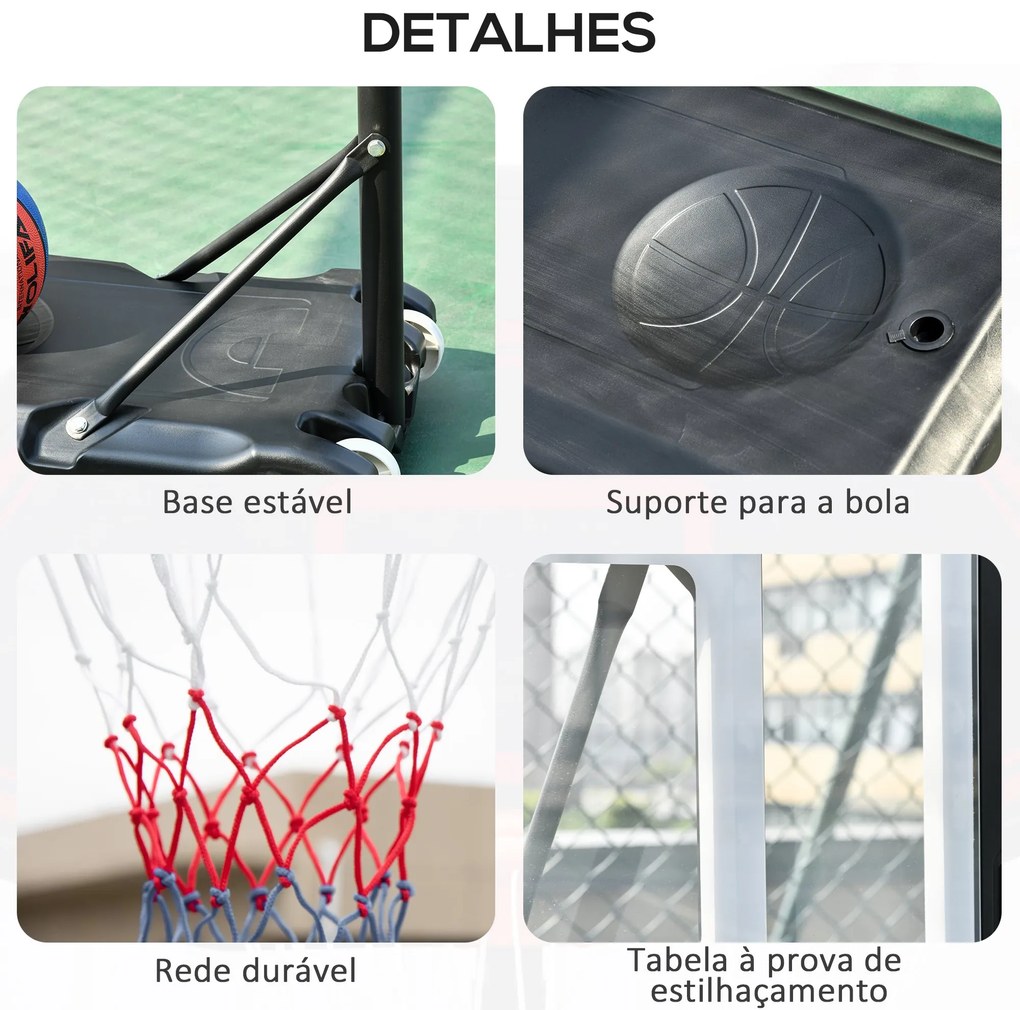 Tabela de Basquetebol para Exterior com Altura Ajustável 206-260 cm Ce