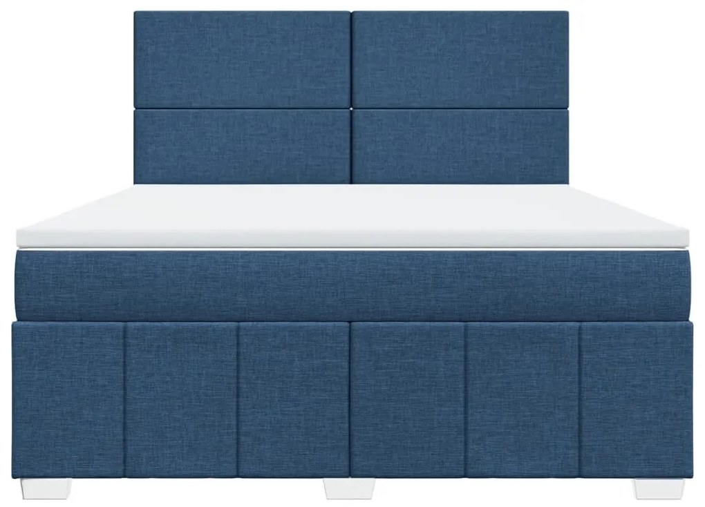 Cama com molas/colchão 180x200 cm tecido azul