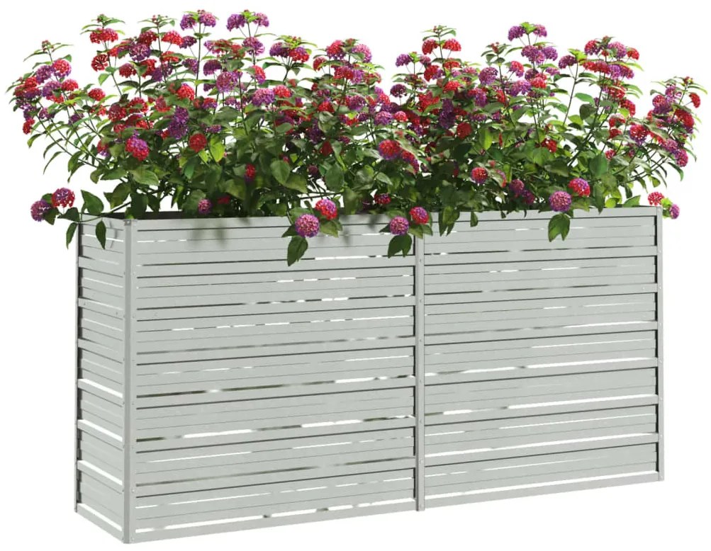 Canteiro elevado de jardim 160x40x77cm aço galvanizado prateado