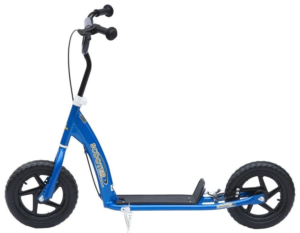 Trotinete para Crianças e Adultos Guiador Ajustável com Travão 2 Rodas 12 PulgadasCarga 100kg 120x52x80-88cm Aço