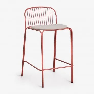 Banqueta Alta Em Aço Anerina Terracota & ↑65 Cm & Bege Avelã - Sklum
