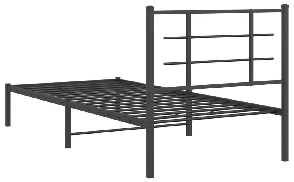 Estrutura de cama com cabeceira 90x200 cm metal preto