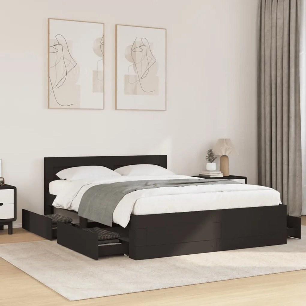 vidaXL Estrutura cama c/ cabeceira sem colchão 120x200 cm preto