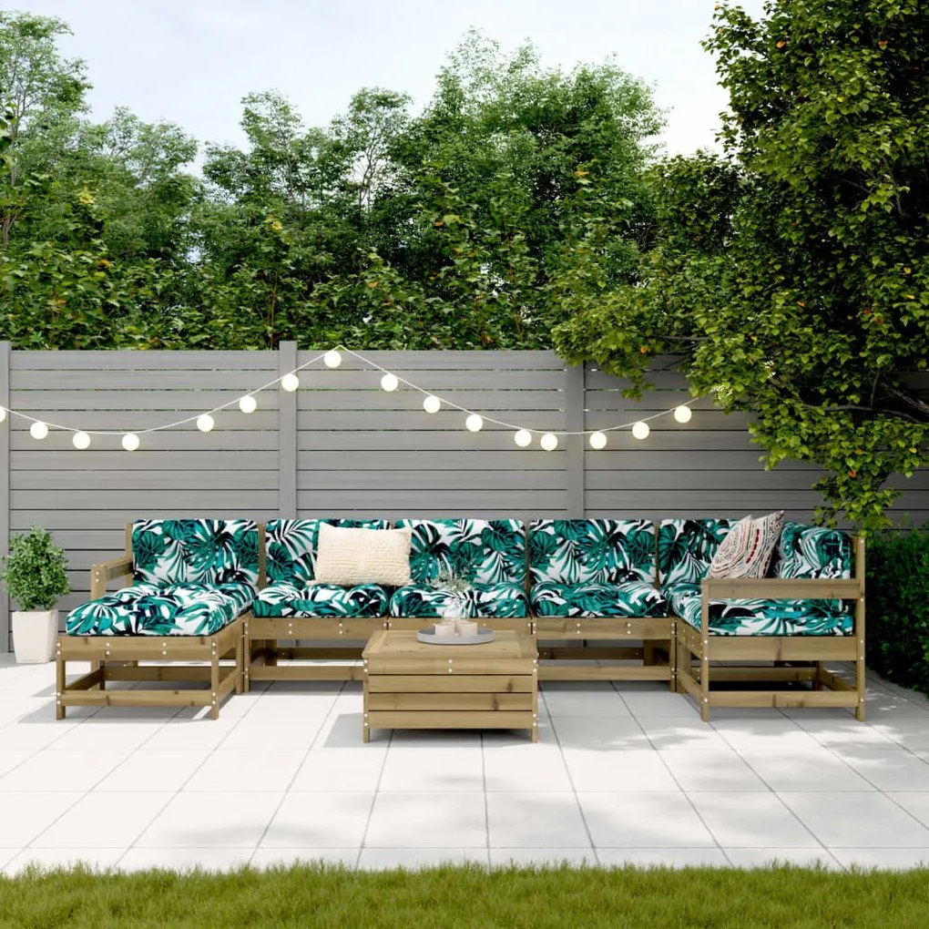 8 pcs conjunto sofás de jardim madeira de pinho impregnada