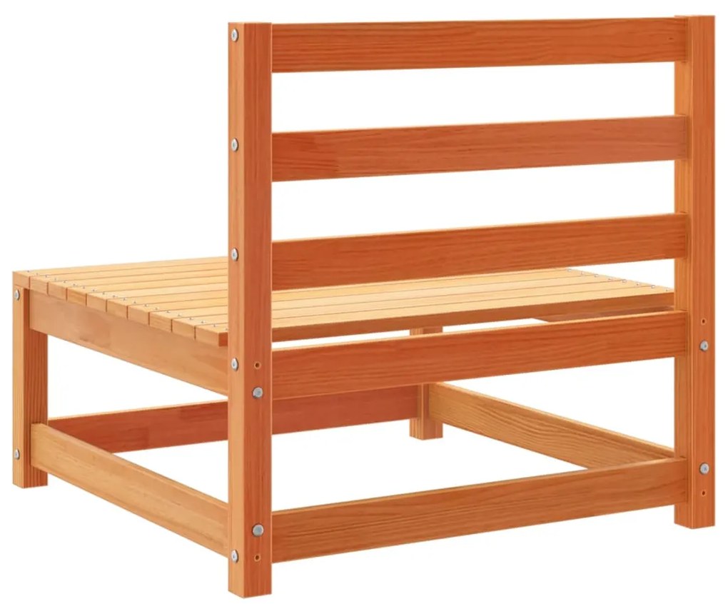 7 pcs conjunto sofás de jardim madeira de pinho castanho cera