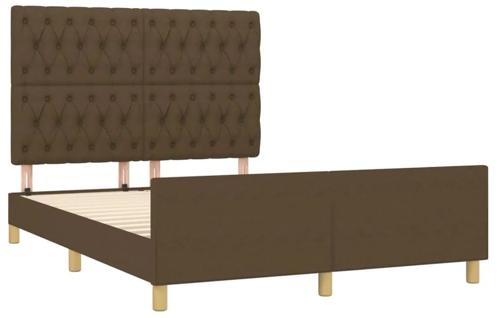 Estrutura de cama sem colchão 140x190 cm tecido castanho-escuro