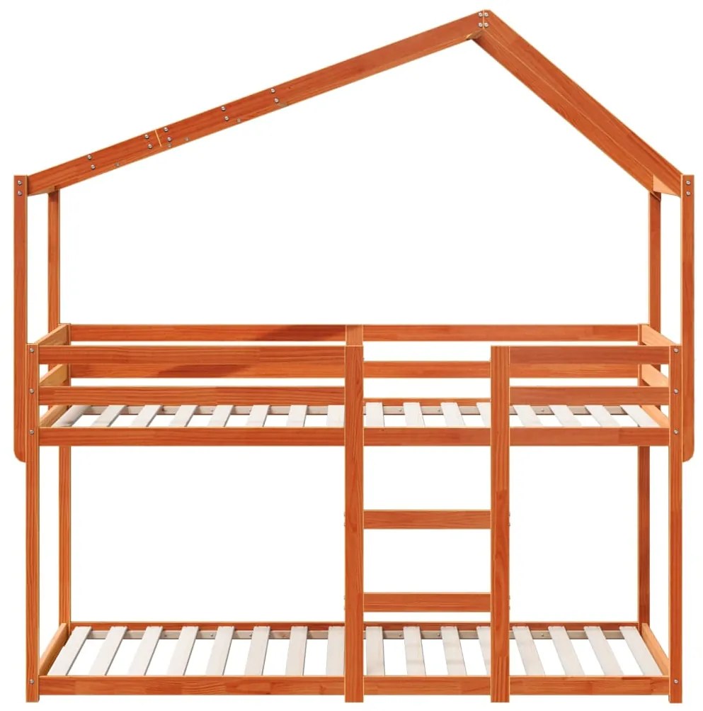 Beliche com telhado 90x190 cm pinho maciço castanho-mel