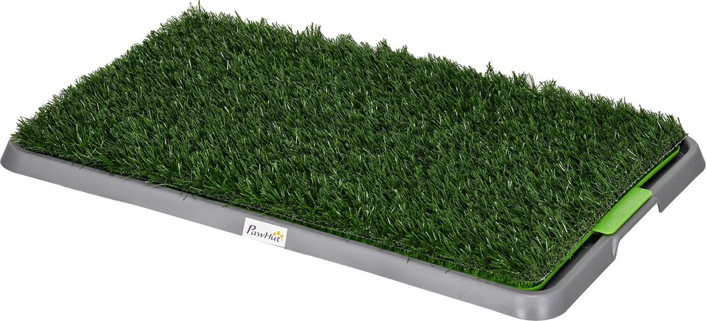PawHut Resguardo de Treino para Cães com 2 Relvas Artificiais e Bandeja para Treino de Filhotes 67x41x3,5 cm Verde | Aosom Portugal