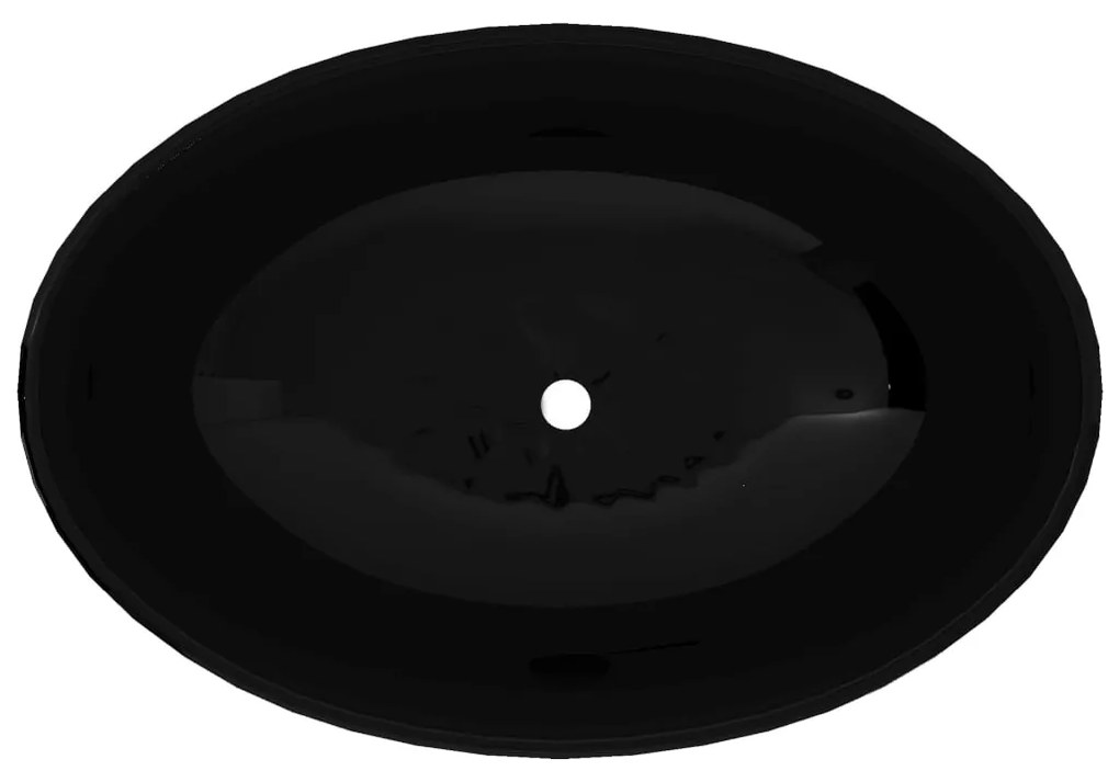 Lavatório cerâmica 40 x 33 cm,  forma oval / Preto