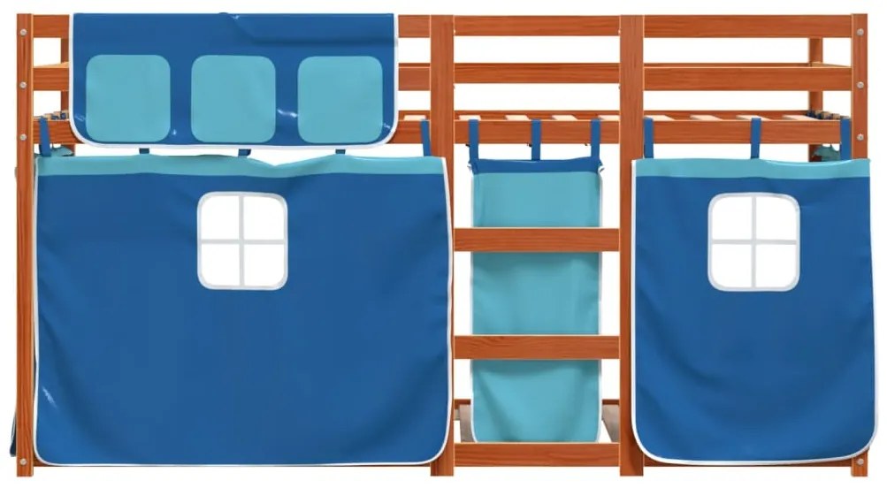 Beliche com cortinas 90x200 cm madeira de pinho maciça azul