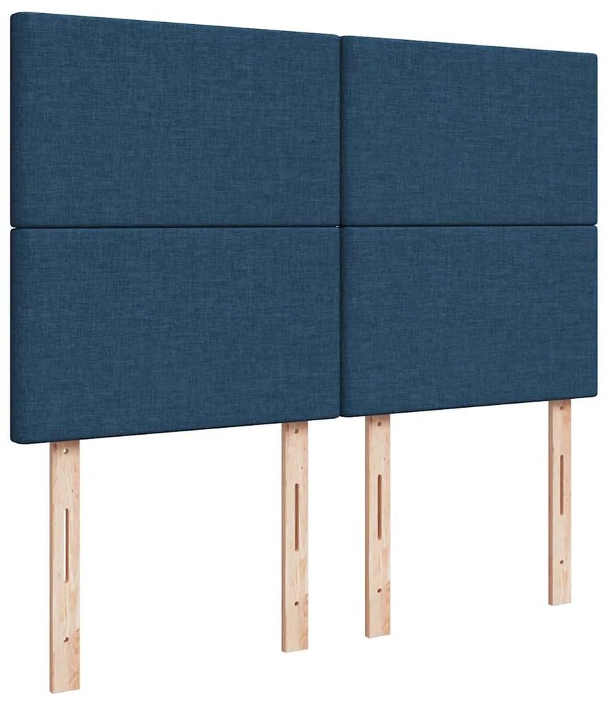 Estrutura de cama otomana com colchão tecido azul 140x200cm
